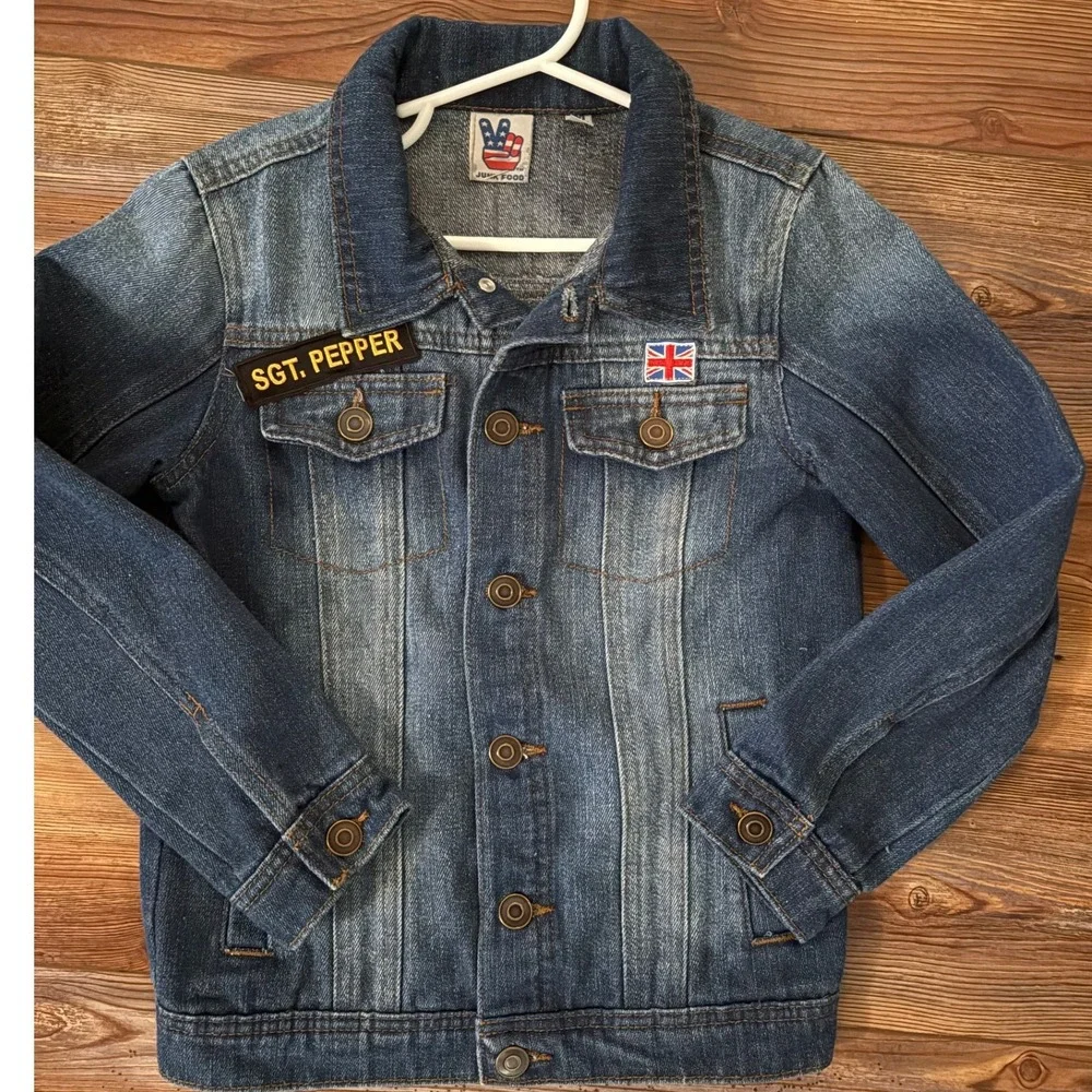 Junk Food Kids The Beatles Sgt Pepper Denim Jacket Blue Medium Graphic 1967 Band